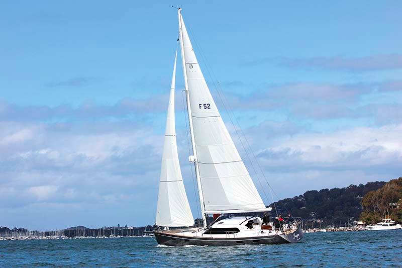 New sails freshly fitted, the latest Buizen 52 Pilothouse sailboat struts her stuff on Pittwater.