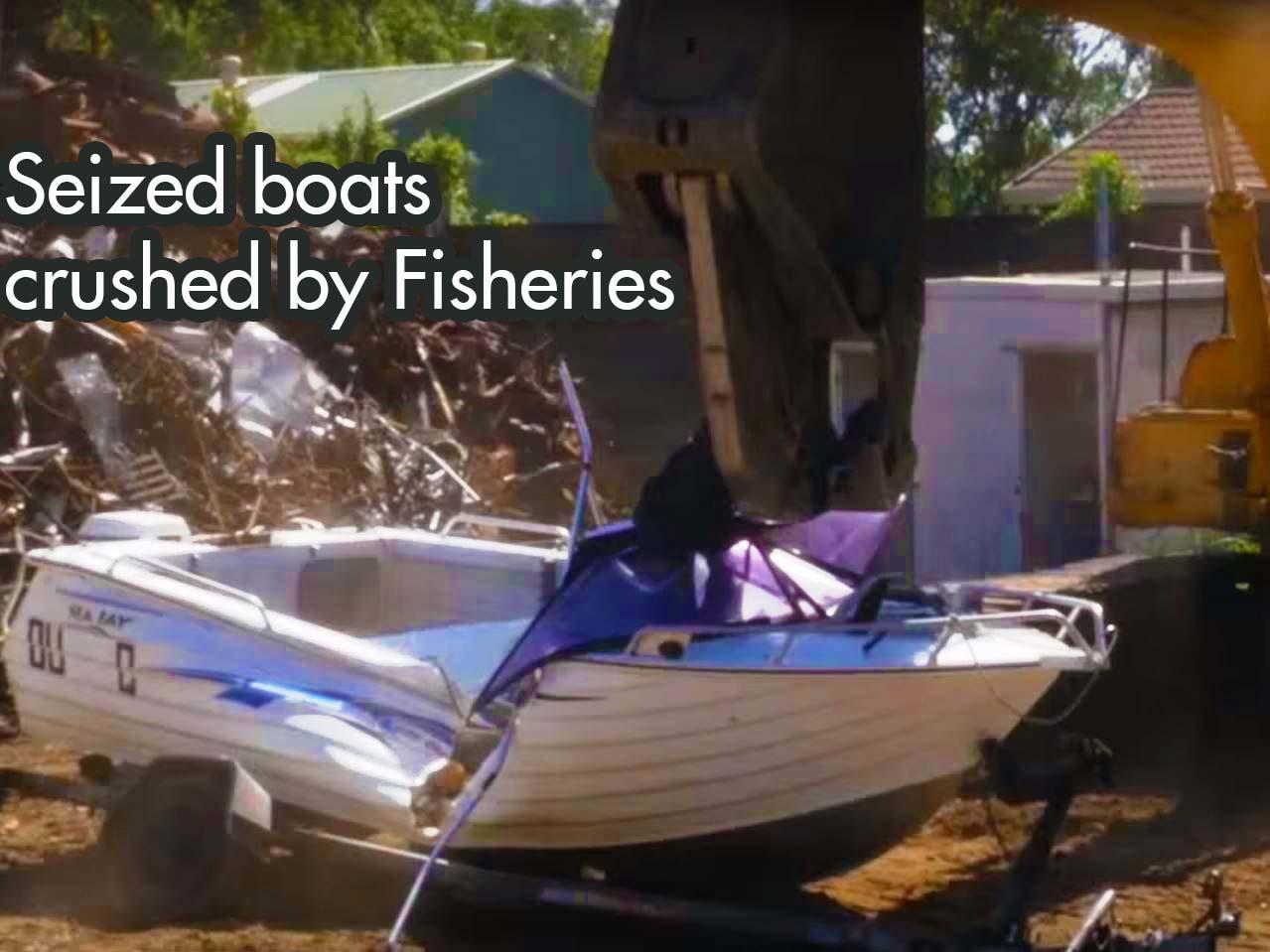 Seized boat crushed by Queensland Fisheries.