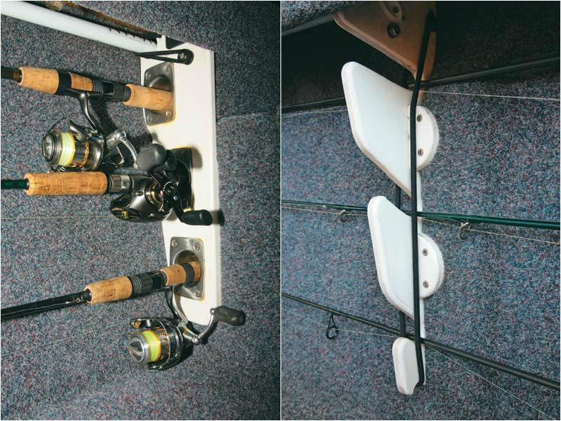DIY rod racks fitted to a boat